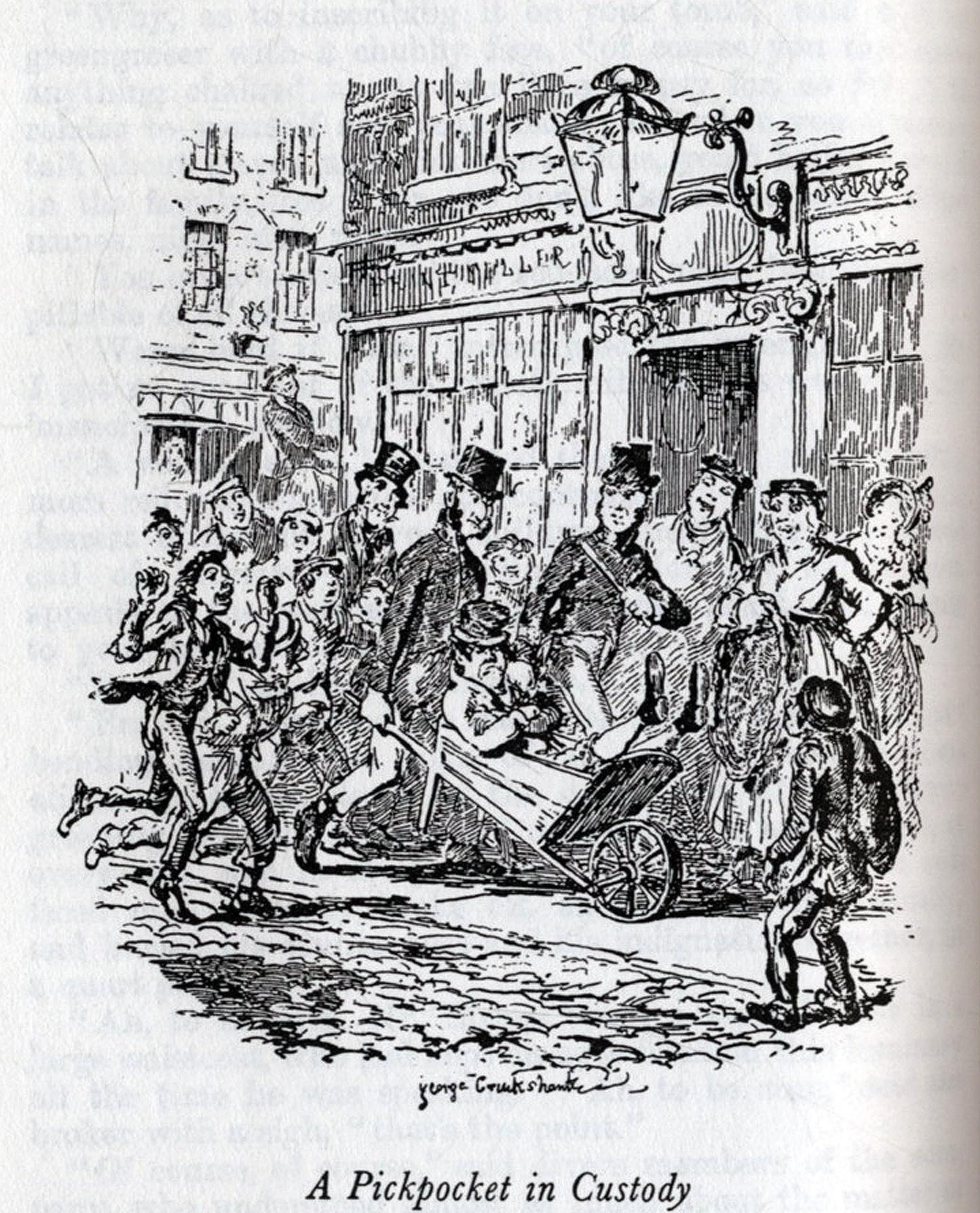 George Cruikshank, illustrations to Sketches by Boz, a selection, 1833-6