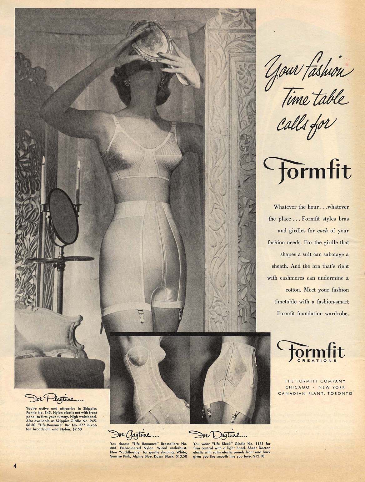 Warner's (Lingerie) 1962 Bra, Girdle — Advertisement